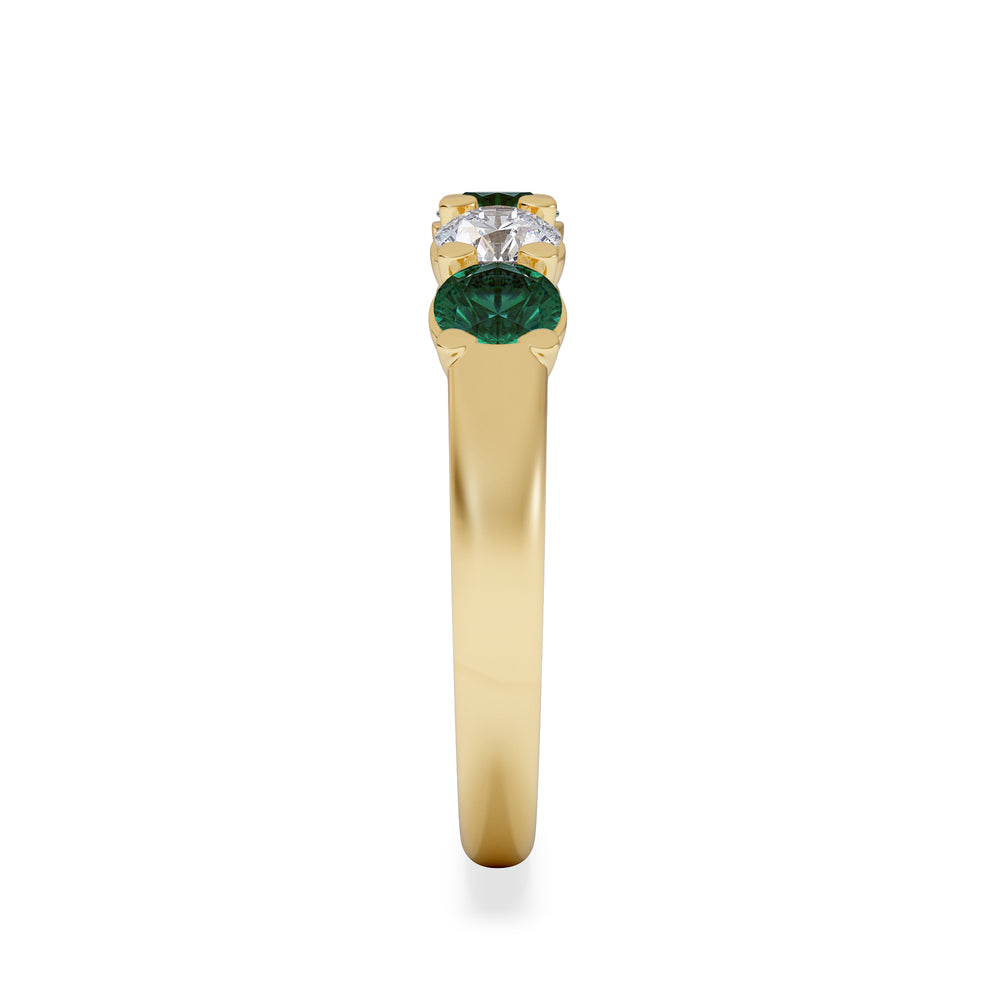 Solene 0.75ct Round Cut Lab Emerald and Lab Diamond Half Eternity Ring in 18K Yellow Gold