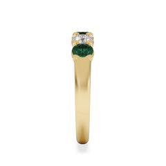 Solene 0.75ct Round Cut Lab Emerald and Lab Diamond Half Eternity Ring in 18K Yellow Gold