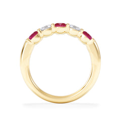 Solene 0.75ct Round Cut Lab Ruby and Lab Diamond Half Eternity Ring in 18K Yellow Gold