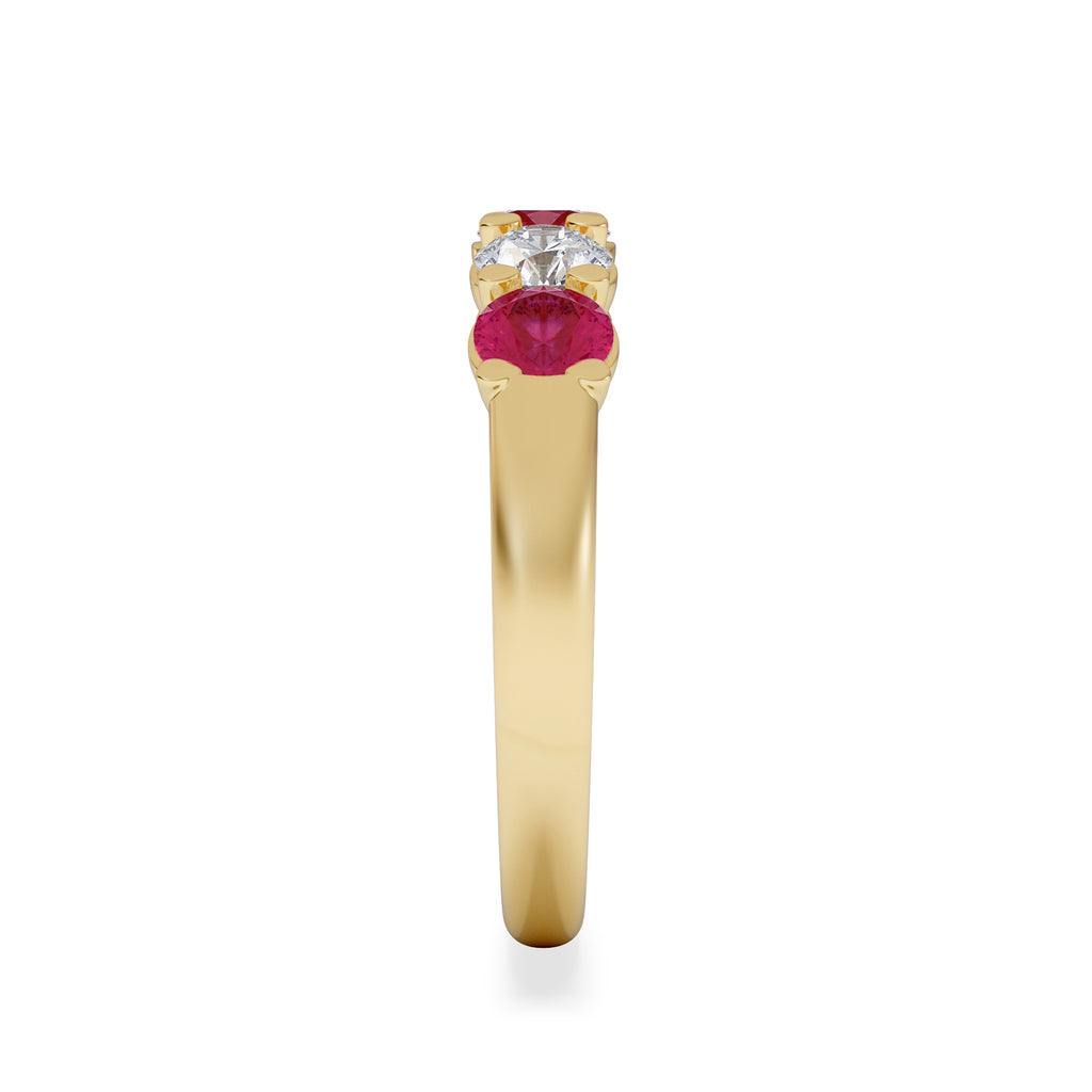 Solene 0.75ct Round Cut Lab Ruby and Lab Diamond Half Eternity Ring in 18K Yellow Gold