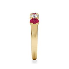 Solene 0.75ct Round Cut Lab Ruby and Lab Diamond Half Eternity Ring in 18K Yellow Gold