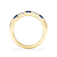 Solene 0.75ct Round Cut Lab Sapphire and Lab Diamond Half Eternity Ring in 18K Yellow Gold