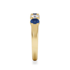 Solene 0.75ct Round Cut Lab Sapphire and Lab Diamond Half Eternity Ring in 18K Yellow Gold