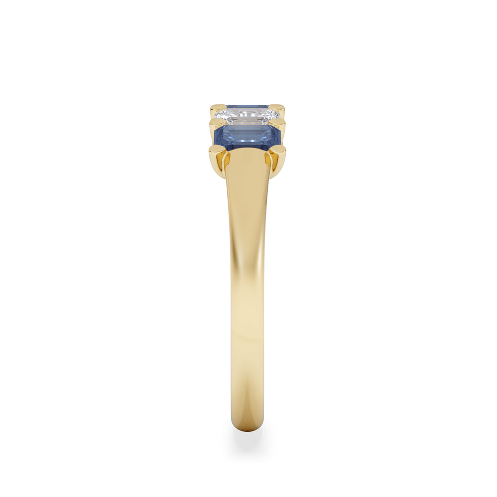 Solene 0.75ct Emerald Cut Lab Sapphire and Lab Diamond Half Band Eternity Ring in 18K Yellow Gold