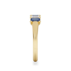 Solene 0.75ct Emerald Cut Lab Sapphire and Lab Diamond Half Band Eternity Ring in 18K Yellow Gold