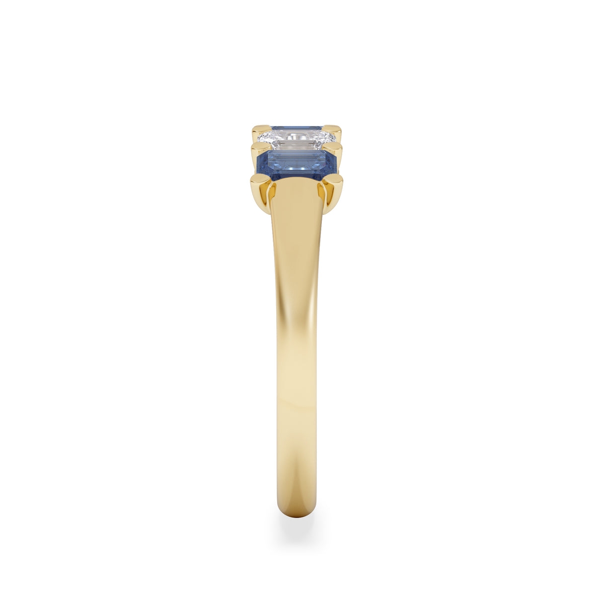 Solene 0.75ct Emerald Cut Lab Sapphire and Lab Diamond Half Band Eternity Ring in 18K Yellow Gold