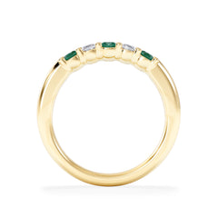 Solene 0.75ct Oval Cut Lab Emerald and Lab Diamond Half Band Eternity Ring in 18K Yellow Gold