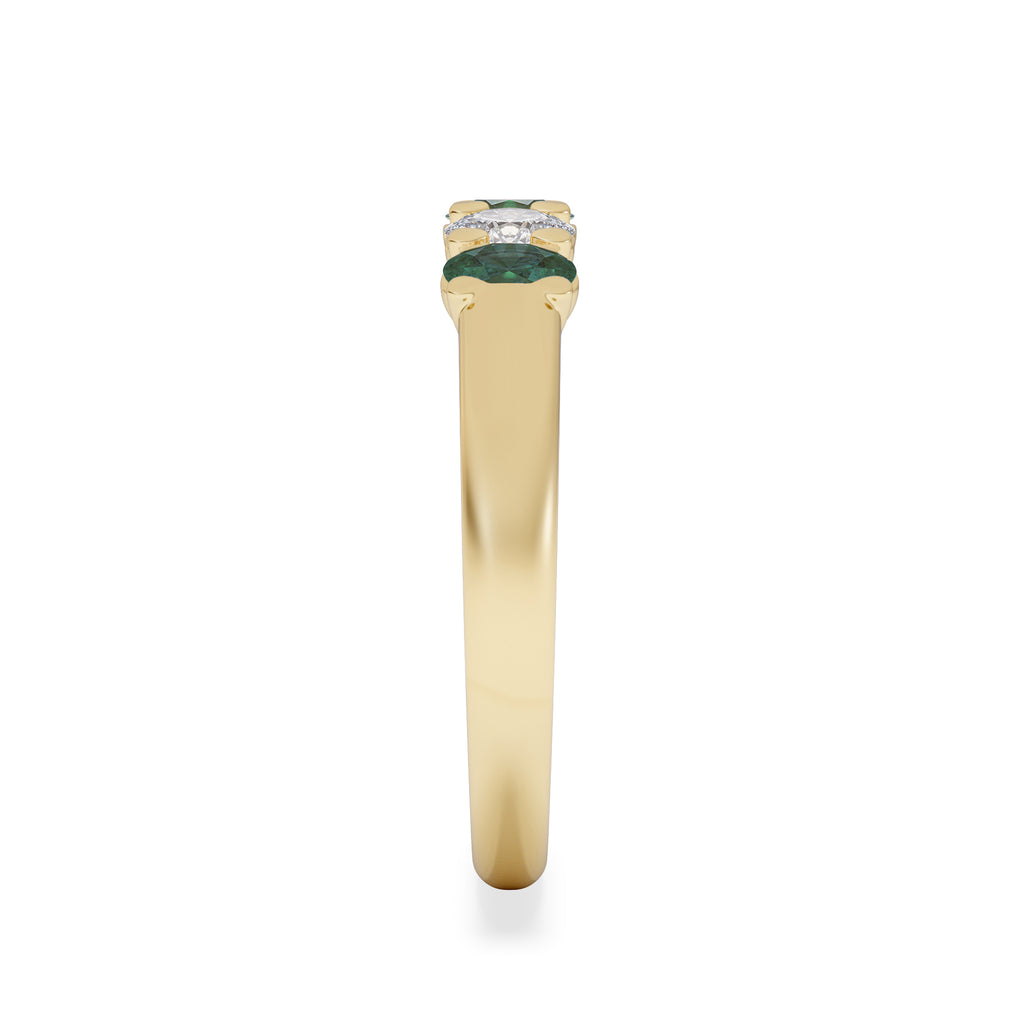 Solene 0.75ct Oval Cut Lab Emerald and Lab Diamond Half Band Eternity Ring in 18K Yellow Gold