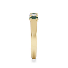 Solene 0.75ct Oval Cut Lab Emerald and Lab Diamond Half Band Eternity Ring in 18K Yellow Gold