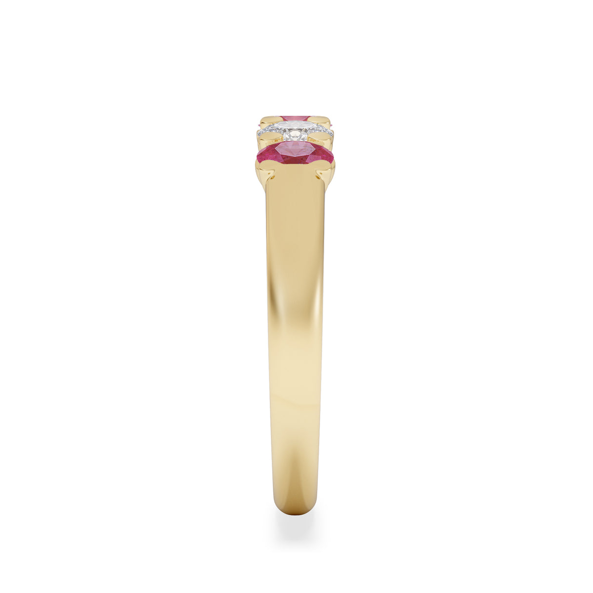 Solene 0.75ct Oval Cut Lab Ruby and Lab Diamond Half Band Eternity Ring in 18K Yellow Gold