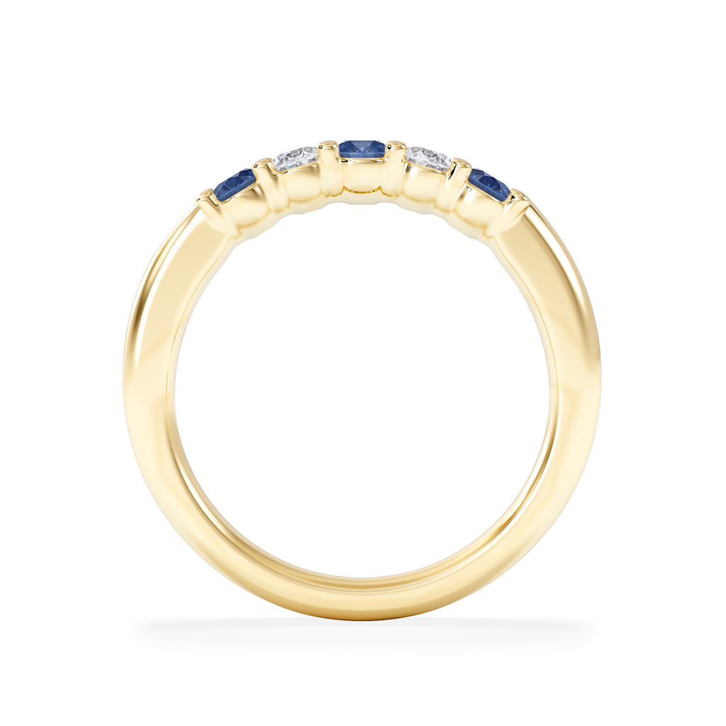 Solene 0.75ct Oval Cut Lab Sapphire and Lab Diamond Half Band Eternity Ring in 18k Yellow Gold