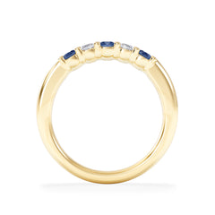 Solene 0.75ct Oval Cut Lab Sapphire and Lab Diamond Half Band Eternity Ring in 18k Yellow Gold