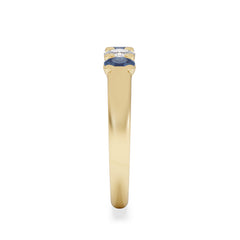 Solene 0.75ct Oval Cut Lab Sapphire and Lab Diamond Half Band Eternity Ring in 18k Yellow Gold