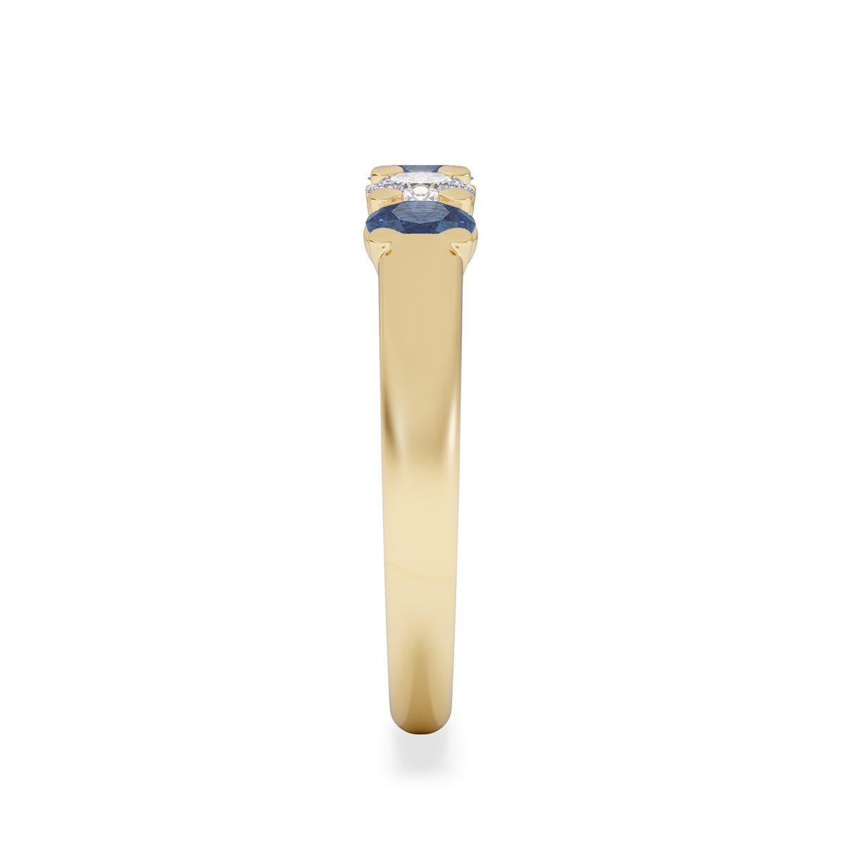Solene 0.75ct Oval Cut Lab Sapphire and Lab Diamond Half Band Eternity Ring in 18k Yellow Gold
