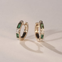 Forme 0.52ct Baguette Cut Lab Emerald  Huggie Earrings in 18K Gold Vermeil