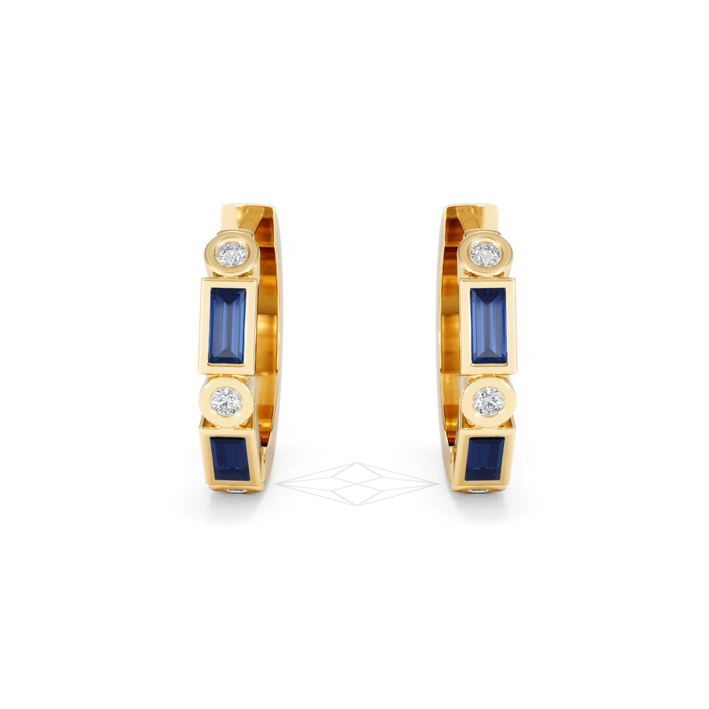 Forme 0.52ct Baguette Cut Lab Sapphire Huggie Earrings in 18K Gold Vermeil