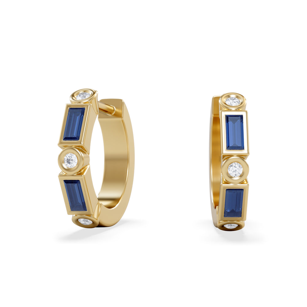 Forme 0.52ct Baguette Cut Lab Sapphire Huggie Earrings in 18K Gold Vermeil
