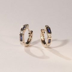 Forme 0.52ct Baguette Cut Lab Sapphire Huggie Earrings in 18K Gold Vermeil
