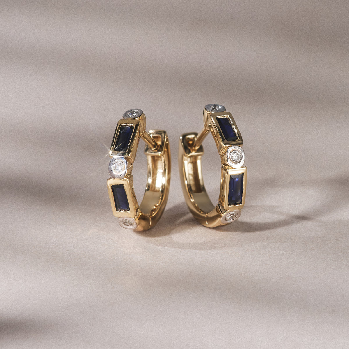 Forme 0.52ct Baguette Cut Lab Sapphire Huggie Earrings in 18K Gold Vermeil