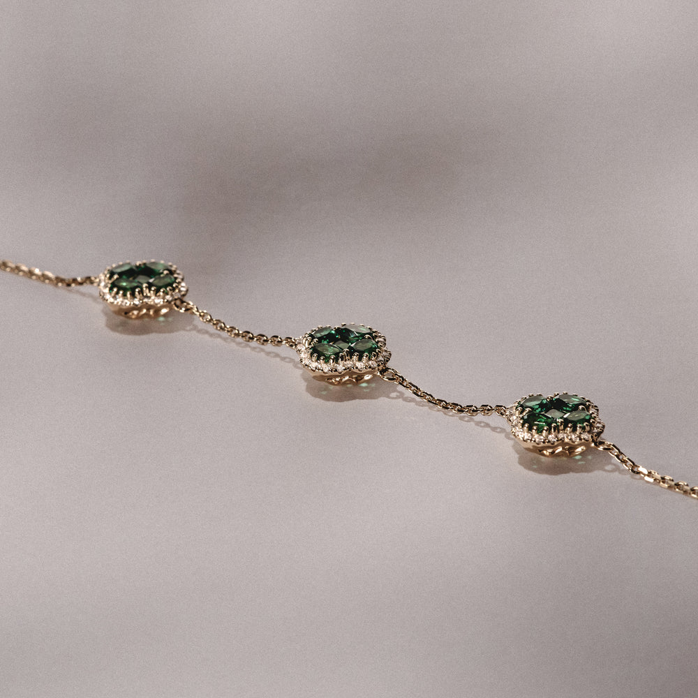 Alegria 3 Clover Lab Emerald Bracelet 2.25ct in 18k Gold Vermeil