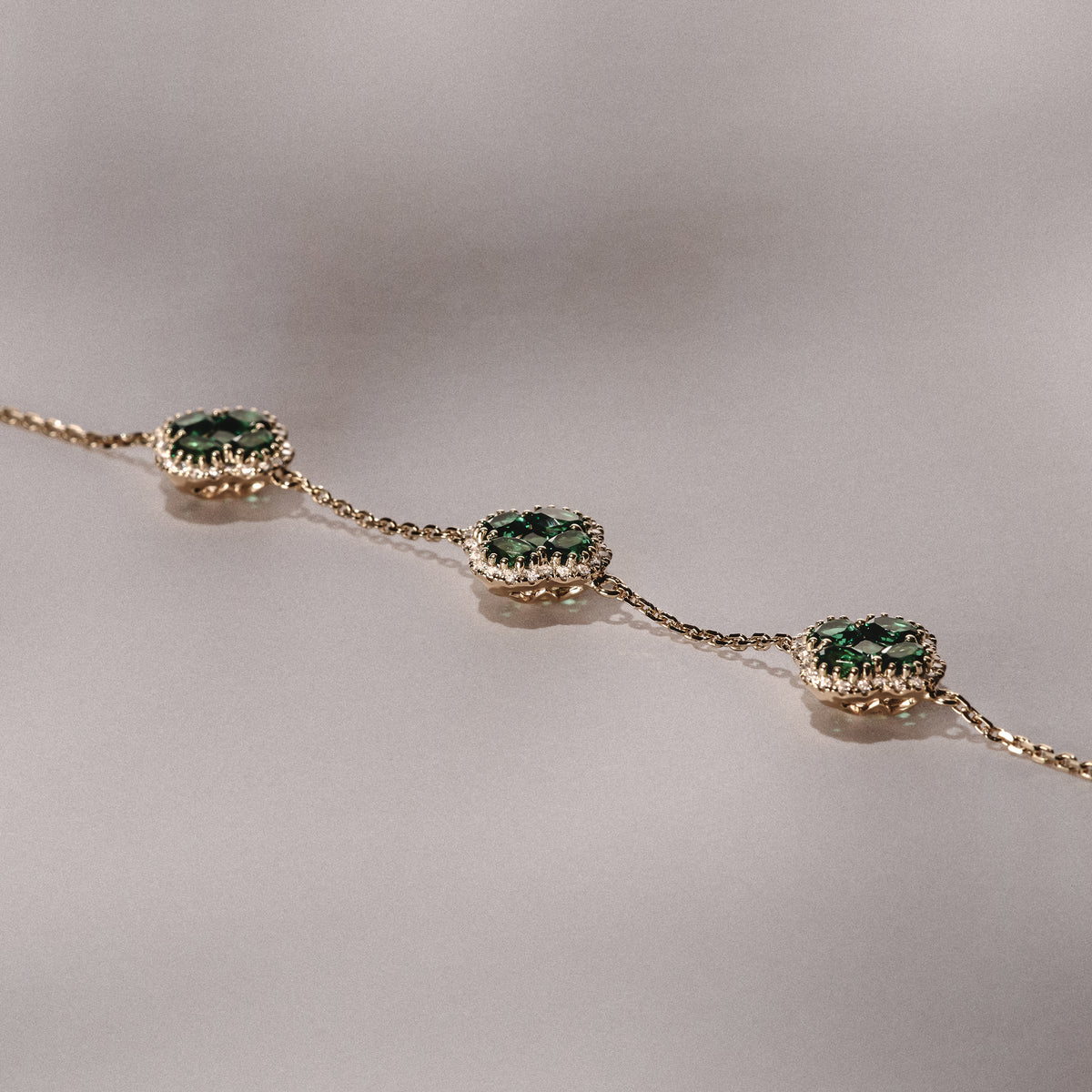 Alegria 3 Clover Lab Emerald Bracelet 2.25ct in 18k Gold Vermeil