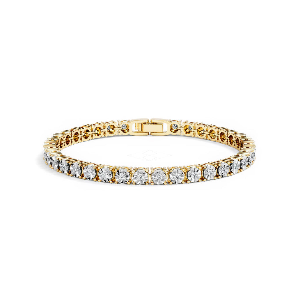 Mens Diamond 1.00ct Tennis Bracelet in 18k Gold Vermeil