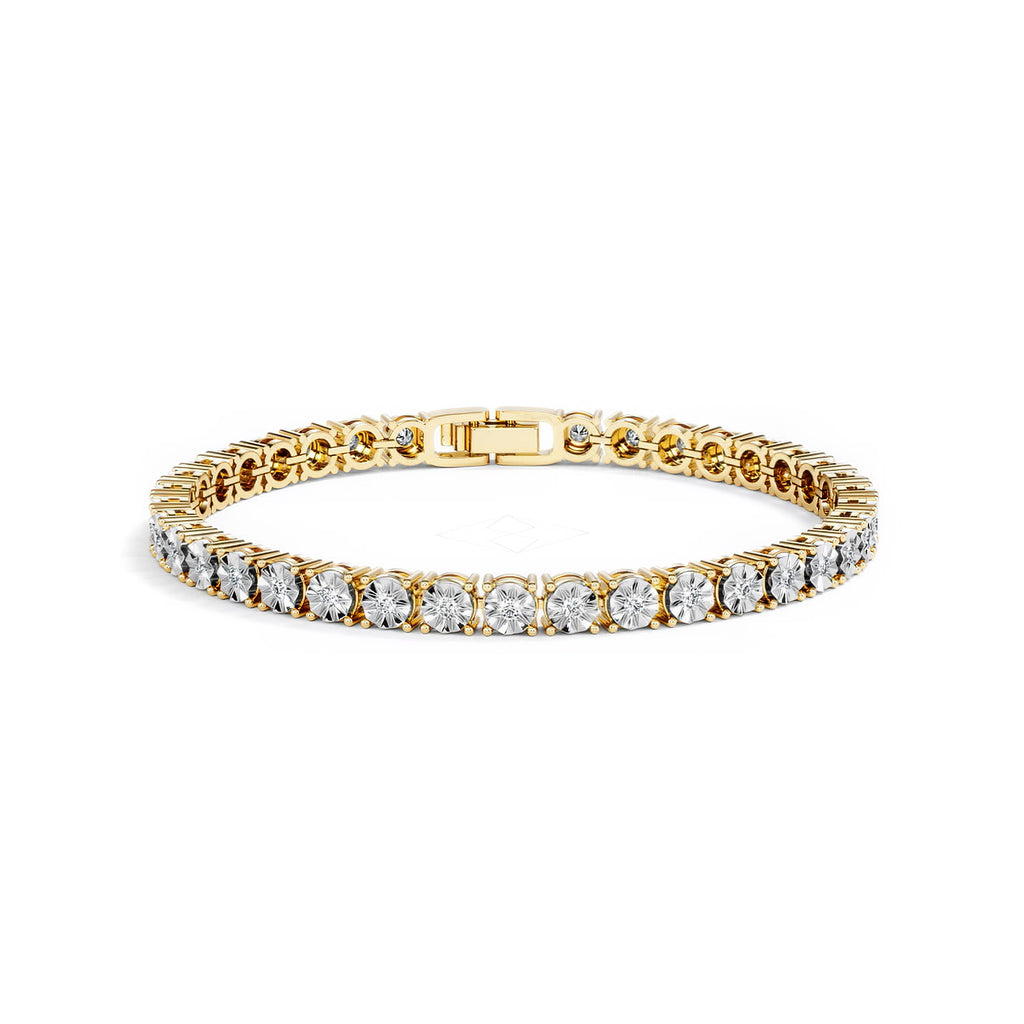 Mens Lab Diamond 1.00ct Tennis Bracelet in 18K Gold Vermeil