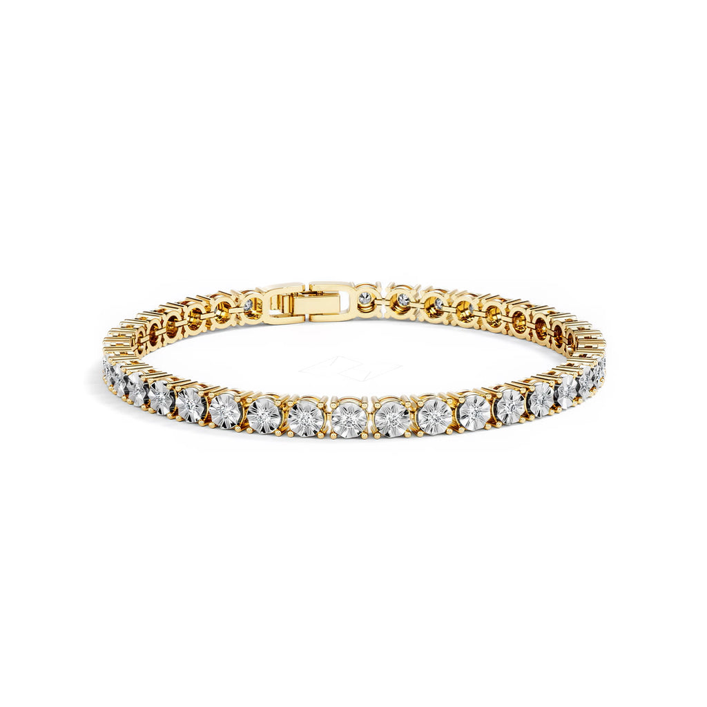 Mens Lab Diamond 1.00ct Tennis Bracelet in 18K Gold Vermeil