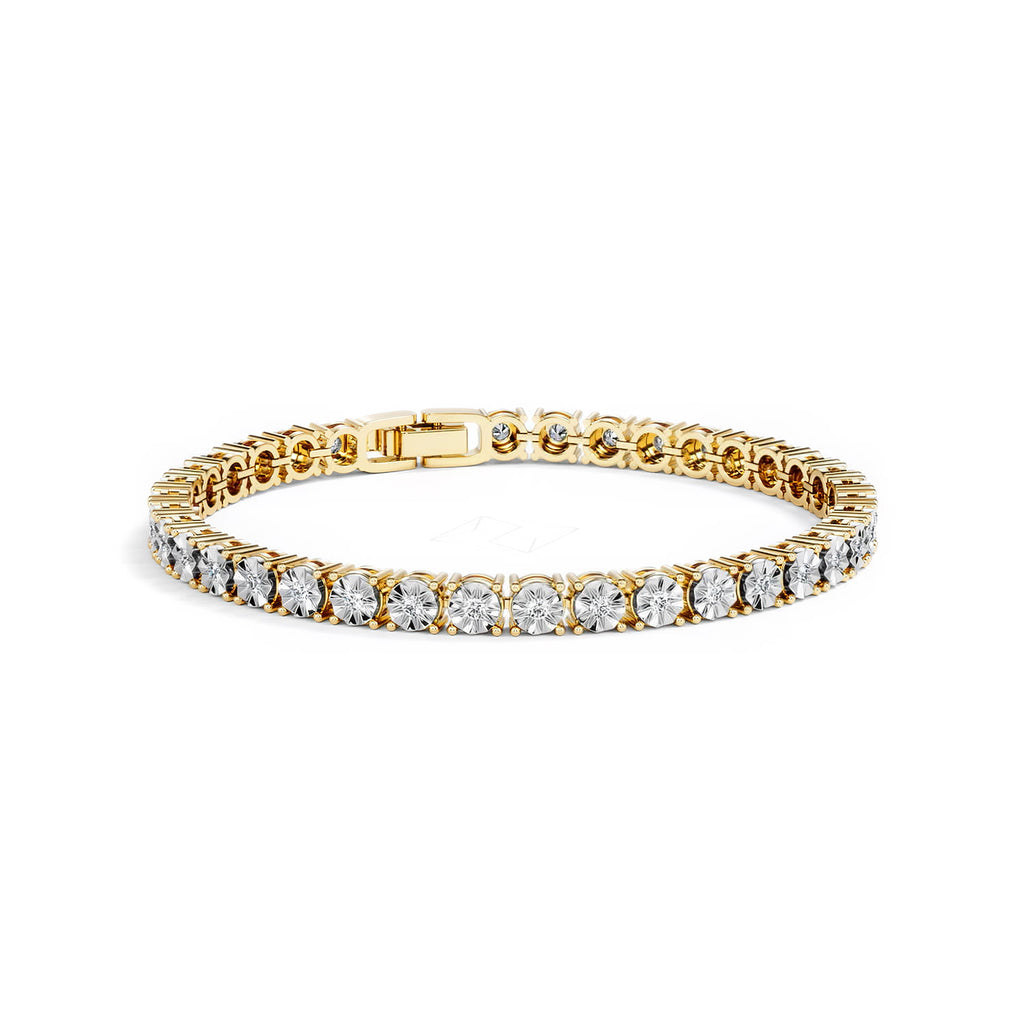 Mens Lab Diamond 1.00ct Tennis Bracelet in 18K Gold Vermeil