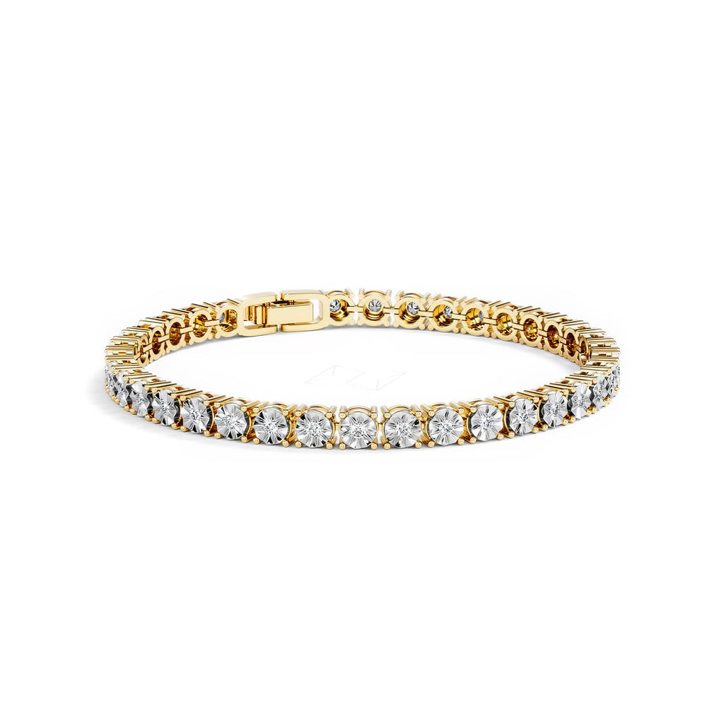 Mens Lab Diamond 1.00ct Tennis Bracelet in 18K Gold Vermeil