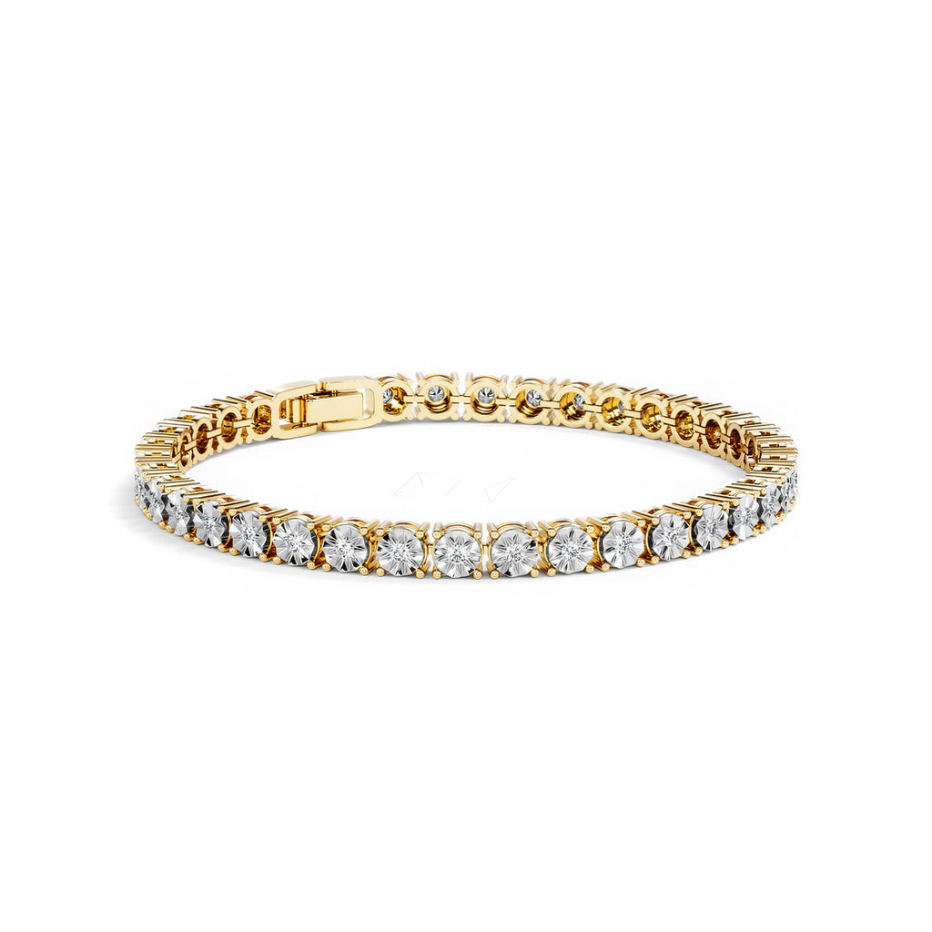 Mens Lab Diamond 1.00ct Tennis Bracelet in 18K Gold Vermeil