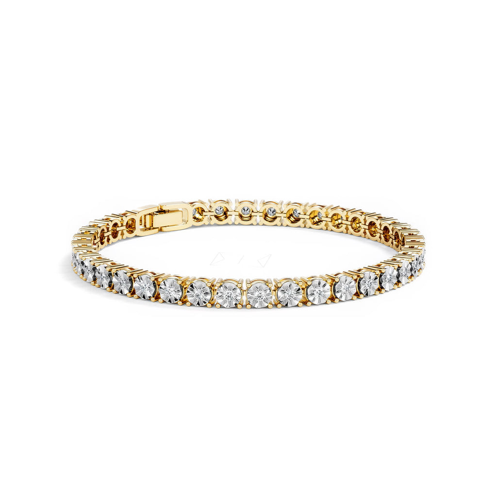 Mens Lab Diamond 1.00ct Tennis Bracelet in 18K Gold Vermeil