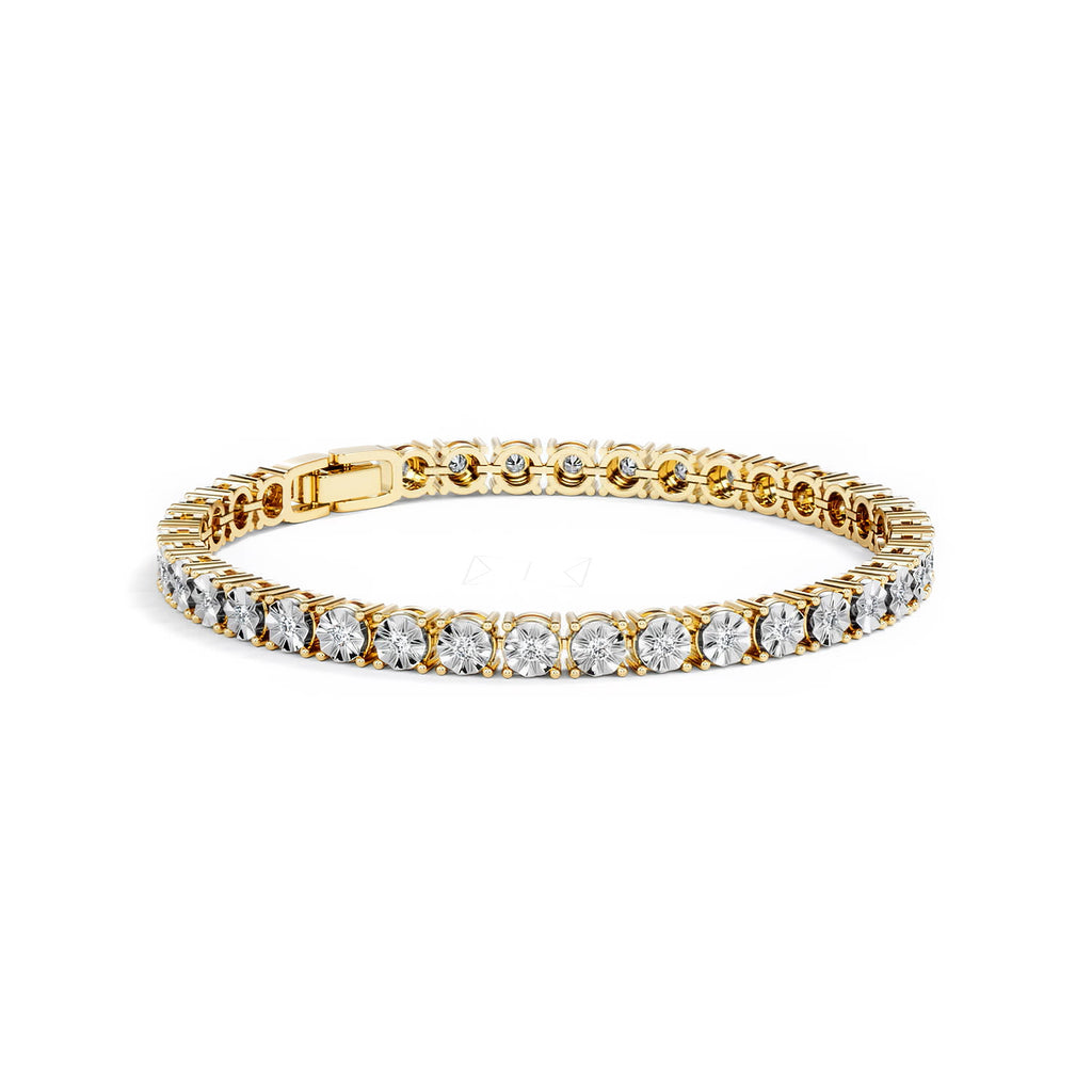Mens Lab Diamond 1.00ct Tennis Bracelet in 18K Gold Vermeil