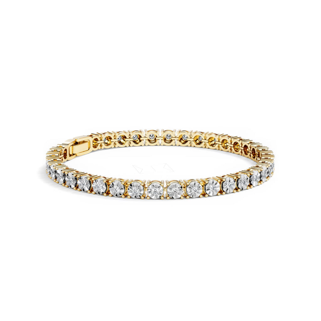 Mens Lab Diamond 1.00ct Tennis Bracelet in 18K Gold Vermeil
