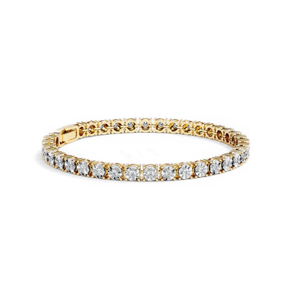 Mens Lab Diamond 1.00ct Tennis Bracelet in 18K Gold Vermeil