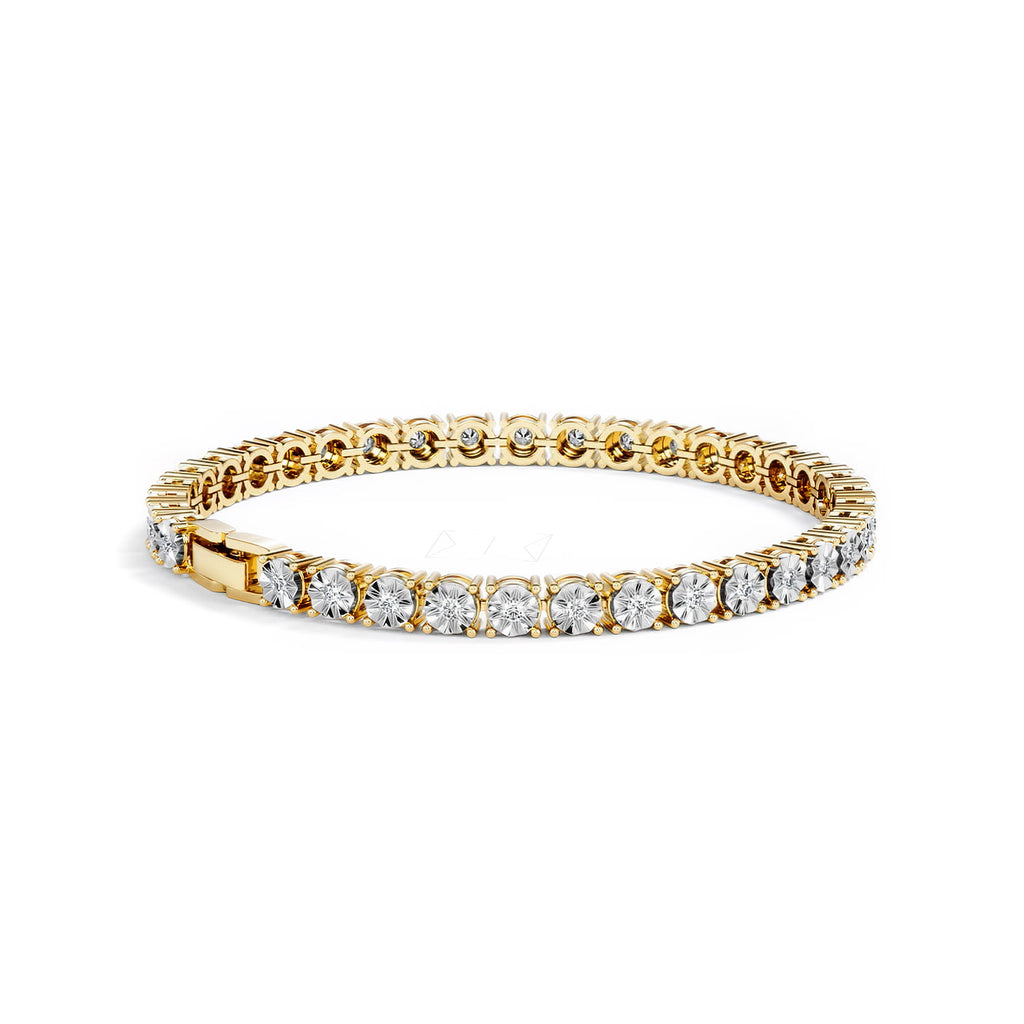Mens Lab Diamond 1.00ct Tennis Bracelet in 18K Gold Vermeil