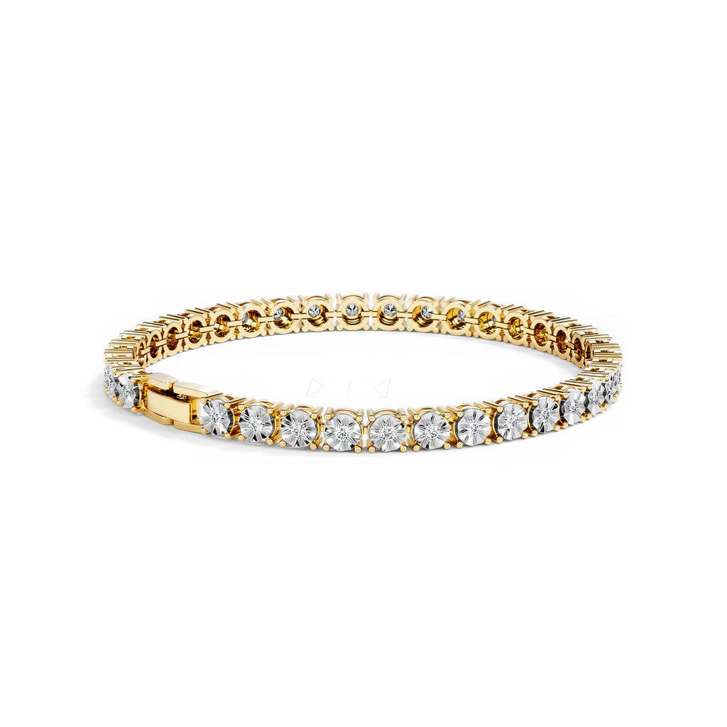 Mens Lab Diamond 1.00ct Tennis Bracelet in 18K Gold Vermeil