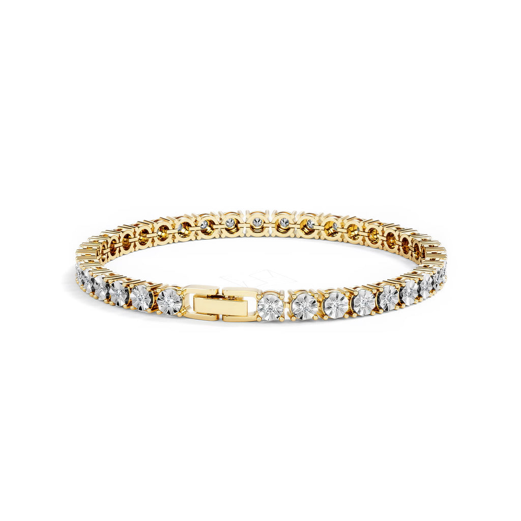 Mens Lab Diamond 1.00ct Tennis Bracelet in 18K Gold Vermeil