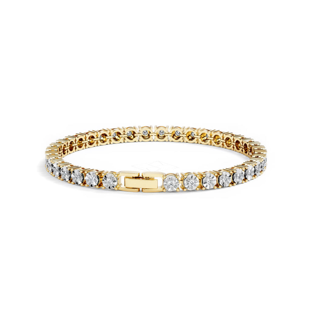 Mens Lab Diamond 1.00ct Tennis Bracelet in 18K Gold Vermeil
