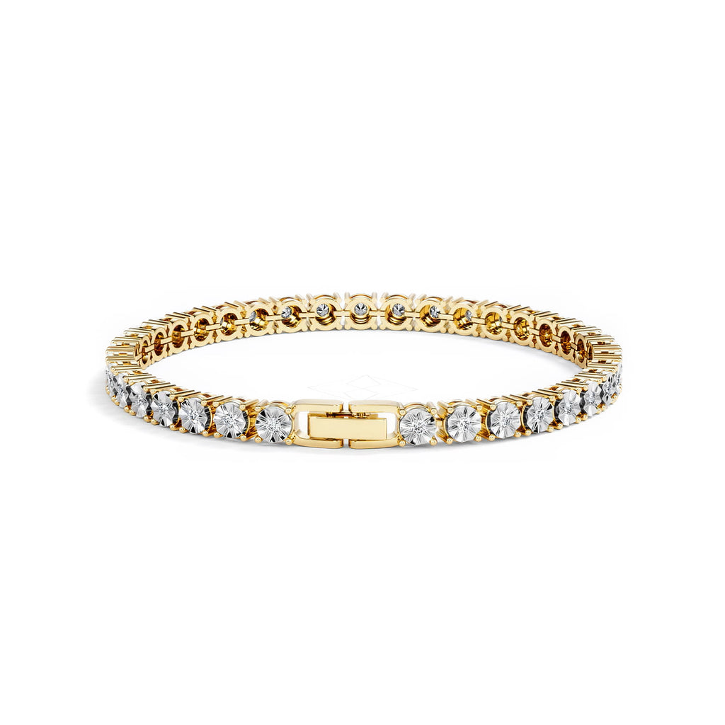 Mens Lab Diamond 1.00ct Tennis Bracelet in 18K Gold Vermeil