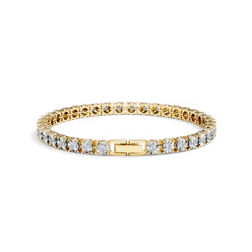 Mens Lab Diamond 1.00ct Tennis Bracelet in 18K Gold Vermeil
