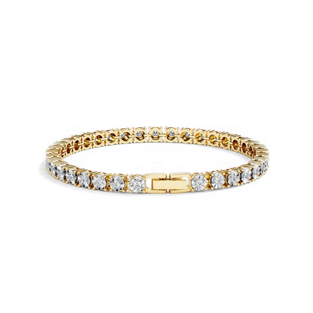 Mens Lab Diamond 1.00ct Tennis Bracelet in 18K Gold Vermeil