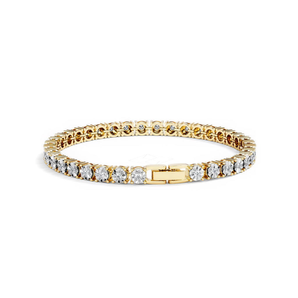 Mens Lab Diamond 1.00ct Tennis Bracelet in 18K Gold Vermeil