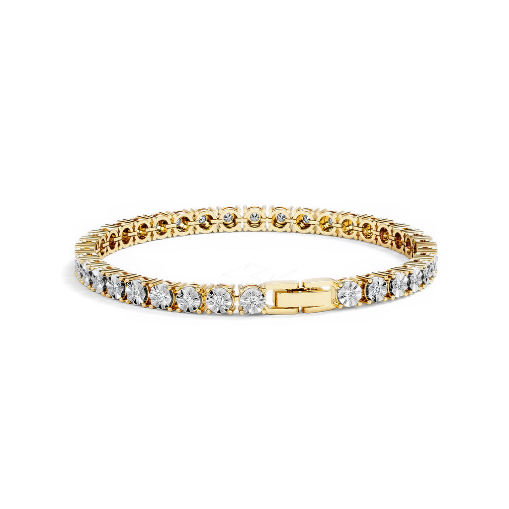 Mens Lab Diamond 1.00ct Tennis Bracelet in 18K Gold Vermeil
