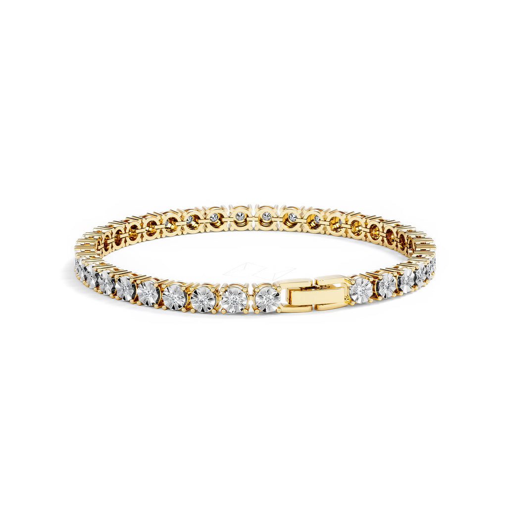 Mens Lab Diamond 1.00ct Tennis Bracelet in 18K Gold Vermeil