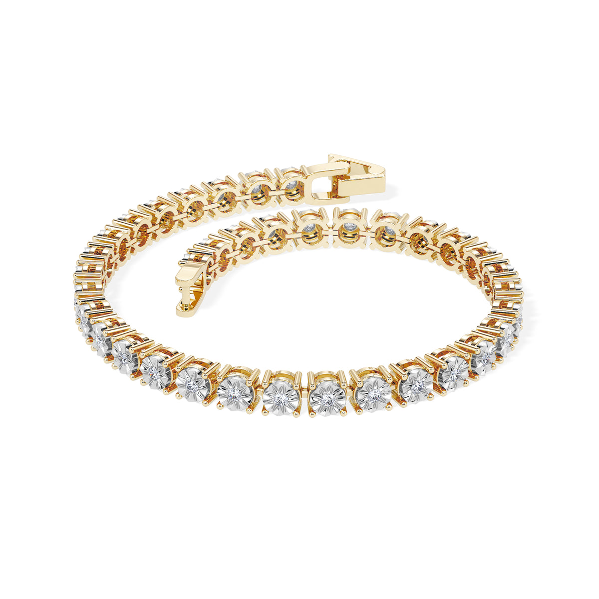 Mens Lab Diamond 1.00ct Tennis Bracelet in 18K Gold Vermeil