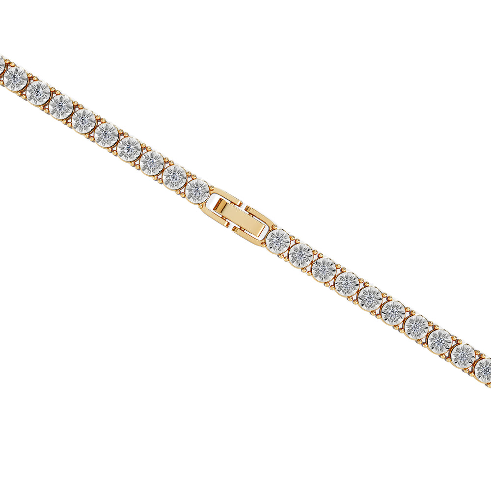 Mens Lab Diamond 1.00ct Tennis Bracelet in 18K Gold Vermeil