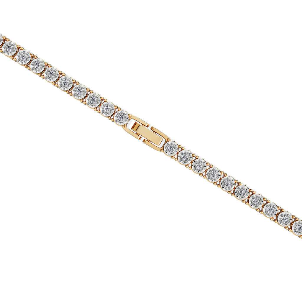 Mens Lab Diamond 1.00ct Tennis Bracelet in 18K Gold Vermeil