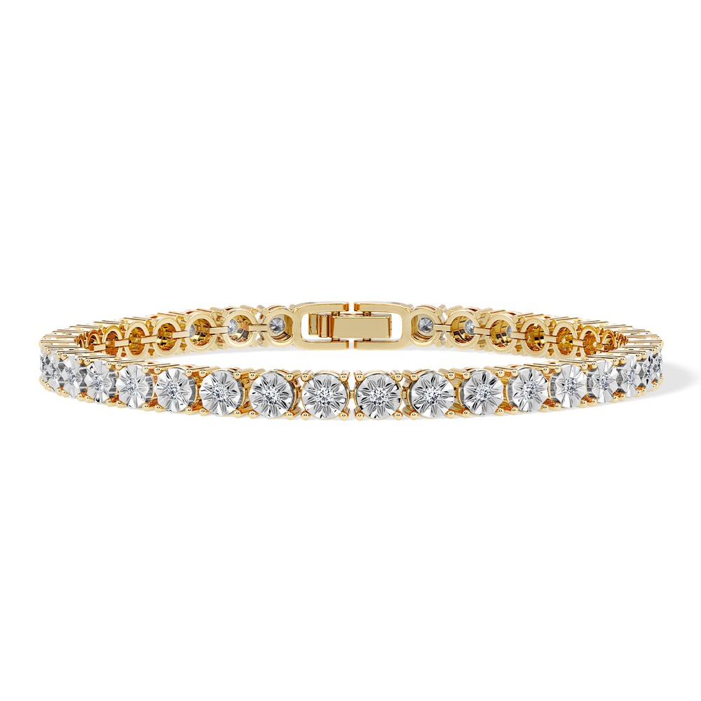 Mens Lab Diamond 1.00ct Tennis Bracelet in 18K Gold Vermeil