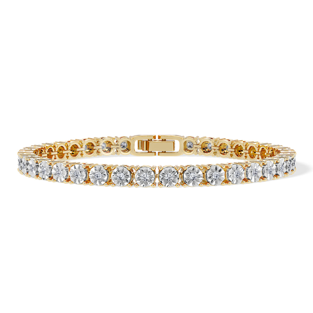 Mens Lab Diamond 1.00ct Tennis Bracelet in 18K Gold Vermeil
